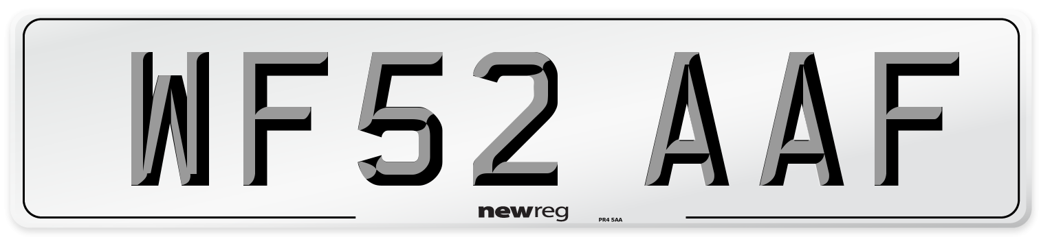 WF52 AAF Number Plate from New Reg